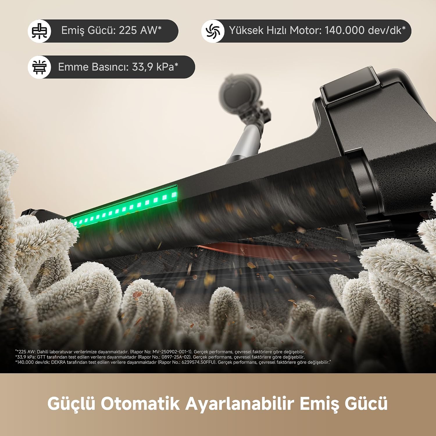 MOVA G70 Complete Kablosuz Dikey Süpürge, 225 AW Yüksek Emiş Gücü, Akıllı Otomatik Güç Ayarı, Anti-Tangle Dolaşma Karşıtı Fırça, Çok Amaçlı Ev ve Evcil Hayvan Süpürgesi, 3 Yıl Garanti