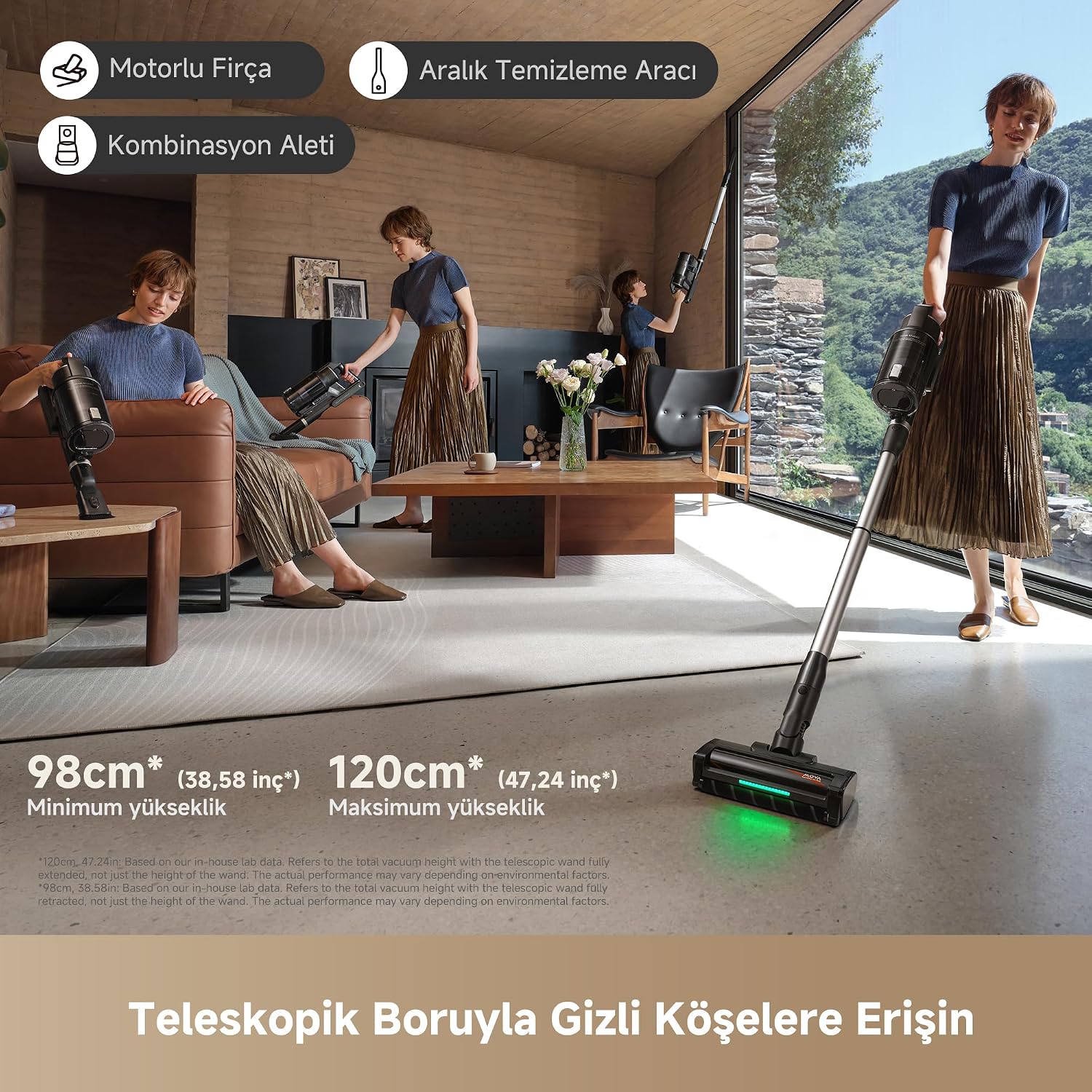 MOVA G70 Complete Kablosuz Dikey Süpürge, 225 AW Yüksek Emiş Gücü, Akıllı Otomatik Güç Ayarı, Anti-Tangle Dolaşma Karşıtı Fırça, Çok Amaçlı Ev ve Evcil Hayvan Süpürgesi, 3 Yıl Garanti