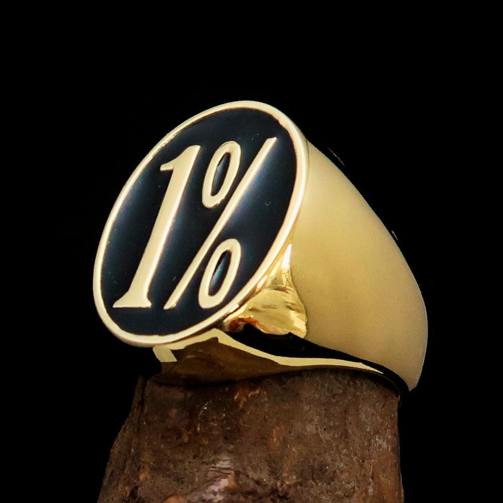 Nicely crafted Men's Outlaw Ring oval 1% Percent Symbol Black