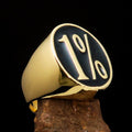 Nicely crafted Men's Outlaw Ring oval 1% Percent Symbol Black