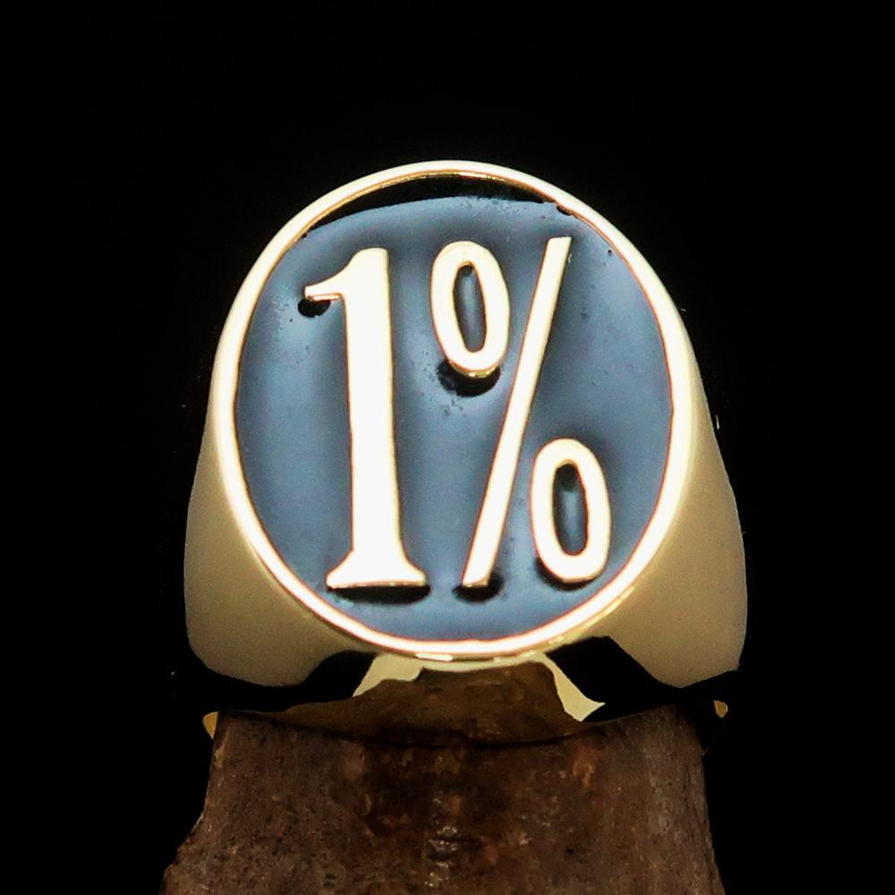 Nicely crafted Men's Outlaw Ring oval 1% Percent Symbol Black