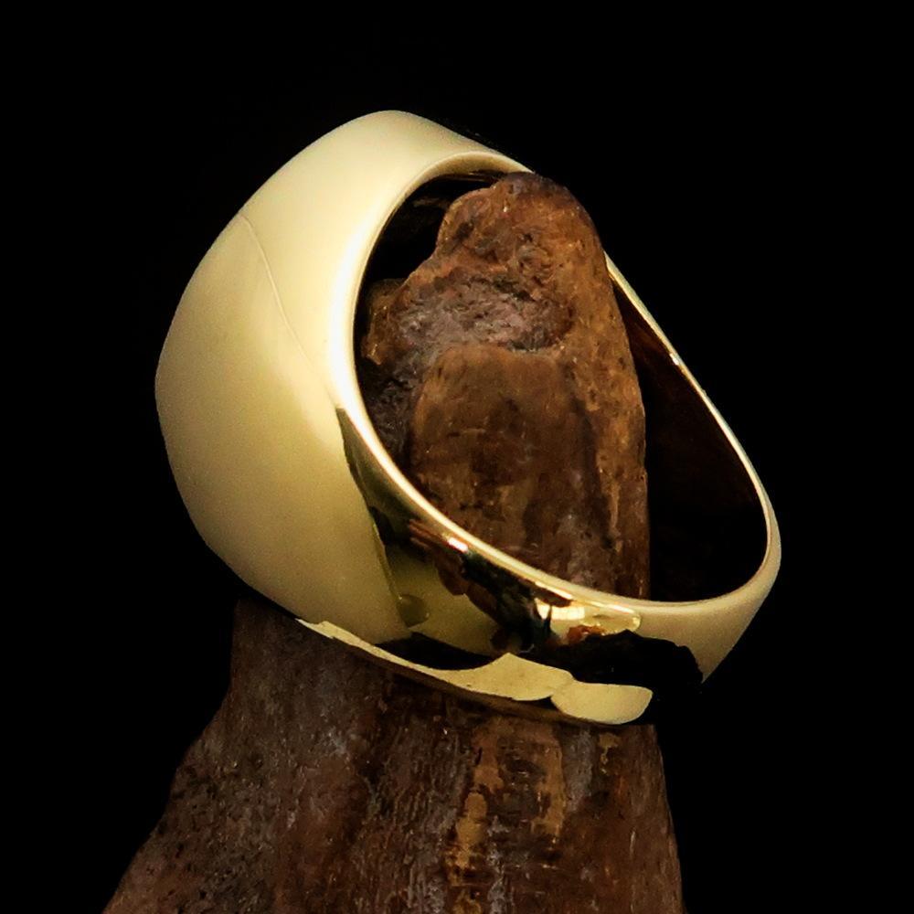 Nicely crafted Men's Outlaw Ring oval 1% Percent Symbol Black