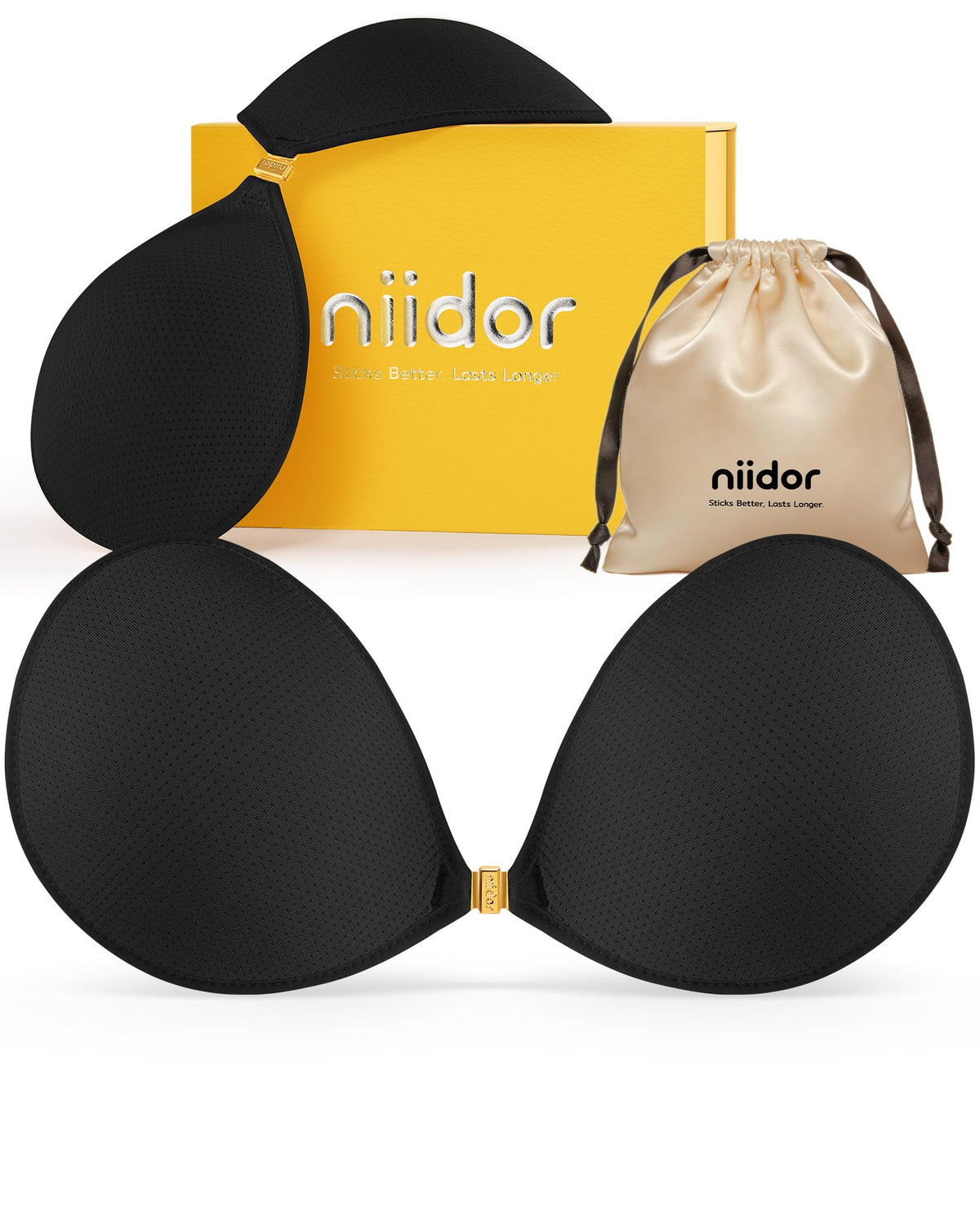 Niidor Adhesive Bra Strapless Ultra Sticky Invisible Push up Silicone Bra Multiple Colors Sizes Reusable for Backless Dress