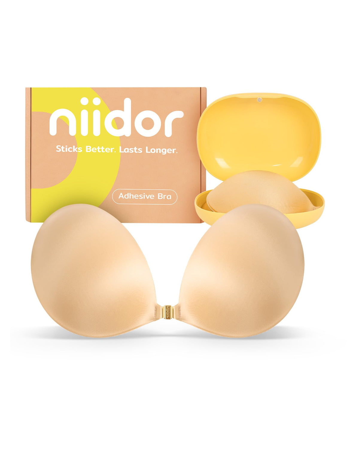 Niidor Adhesive Bra Strapless Ultra Sticky Invisible Push up Silicone Bra Multiple Colors Sizes Reusable for Backless Dress