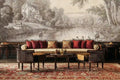 Pastoral River Landscape Wall Mural in Beige and Brown