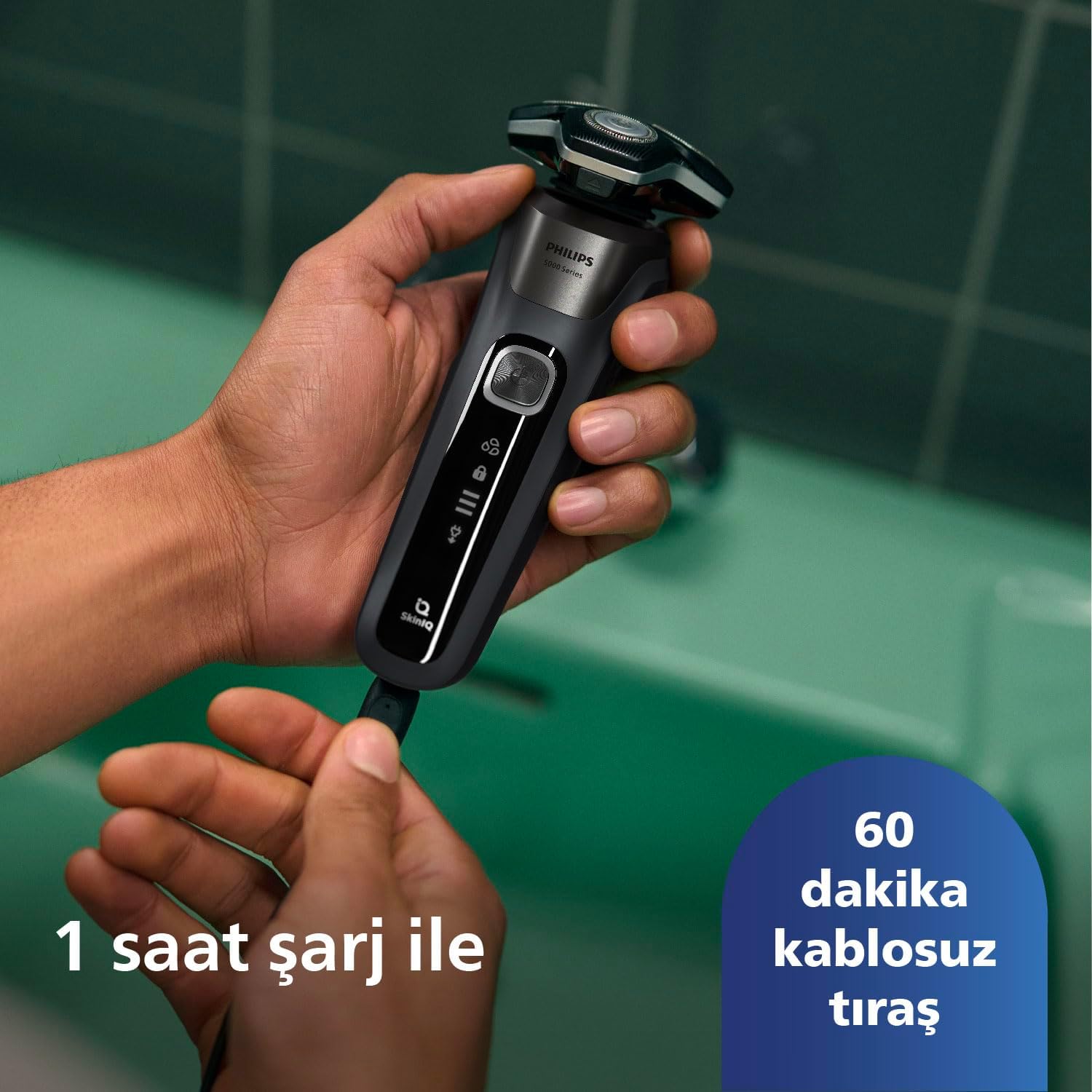 Philips 5000 Serisi Tıraş Makinesi, Sinekkaydı Tıraş, Skin IQ Teknolojisi, Islak ve Kuru Kullanım, Hassas Düzeltici Başlık – S5887/10