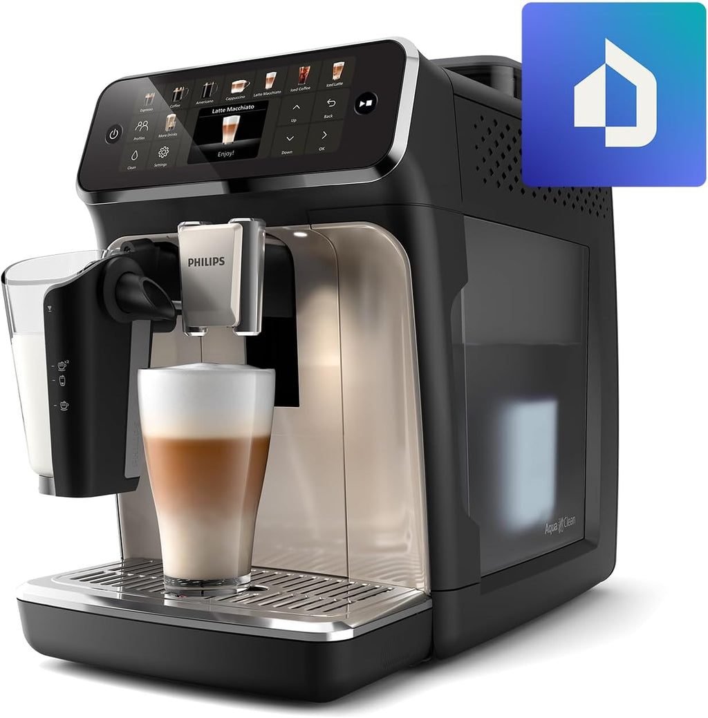 Philips 5500 Serisi LatteGo Tam Otomatik Espresso Makinesi, 20 Sıcak ve Soğuk İçecek, Renkli Dokunmatik Ekran, SilentBrew Teknolojisi (EP5543/90)