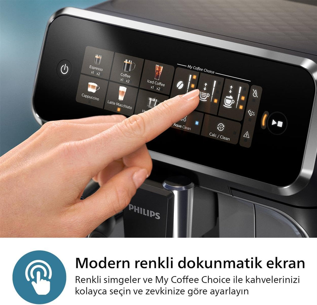Philips 5500 Serisi LatteGo Tam Otomatik Espresso Makinesi, 20 Sıcak ve Soğuk İçecek, Renkli Dokunmatik Ekran, SilentBrew Teknolojisi (EP5543/90)