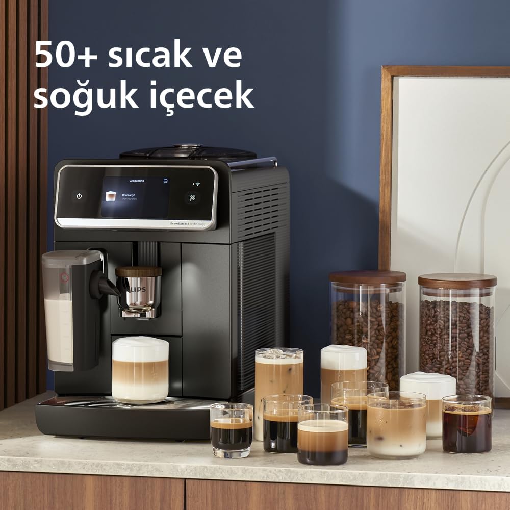Philips 5500 Serisi LatteGo Tam Otomatik Espresso Makinesi, 20 Sıcak ve Soğuk İçecek, Renkli Dokunmatik Ekran, SilentBrew Teknolojisi (EP5543/90)