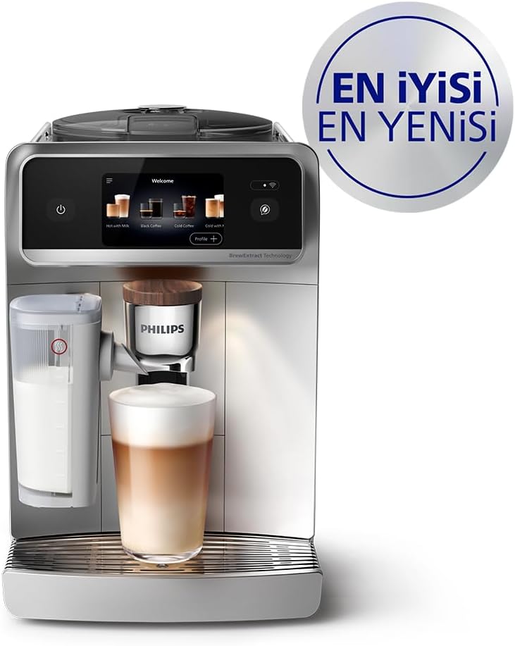 Philips 5500 Serisi LatteGo Tam Otomatik Espresso Makinesi, 20 Sıcak ve Soğuk İçecek, Renkli Dokunmatik Ekran, SilentBrew Teknolojisi (EP5543/90)