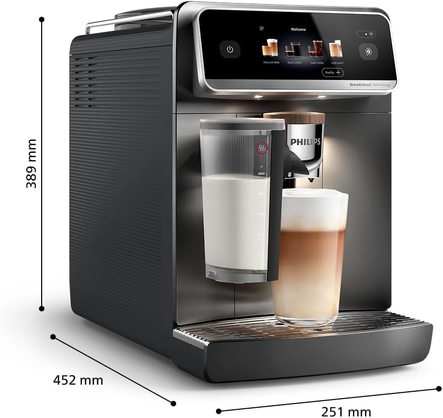 Philips 5500 Serisi LatteGo Tam Otomatik Espresso Makinesi, 20 Sıcak ve Soğuk İçecek, Renkli Dokunmatik Ekran, SilentBrew Teknolojisi (EP5543/90)