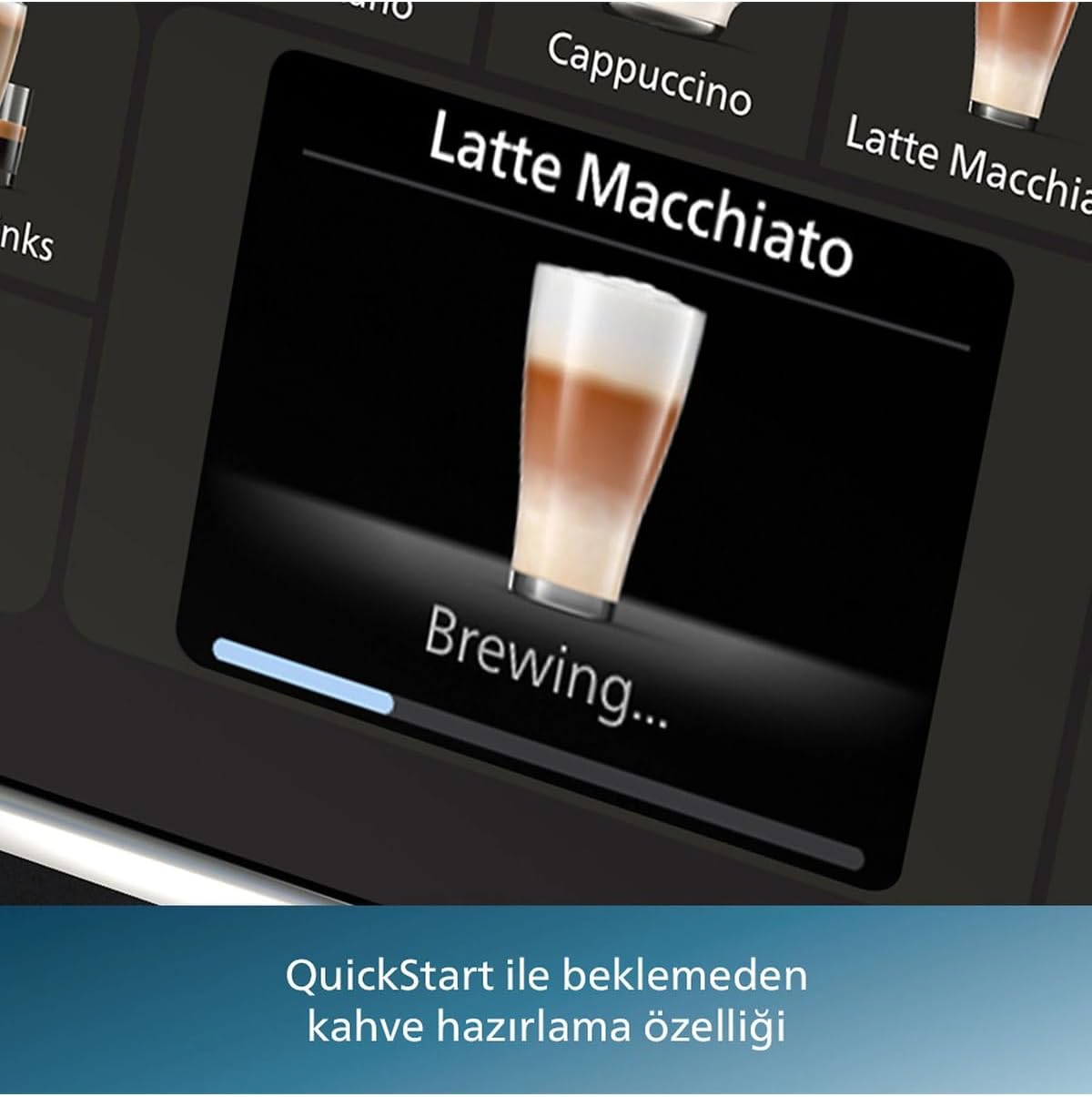 Philips 5500 Serisi LatteGo Tam Otomatik Espresso Makinesi, 20 Sıcak ve Soğuk İçecek, Renkli Dokunmatik Ekran, SilentBrew Teknolojisi (EP5543/90)