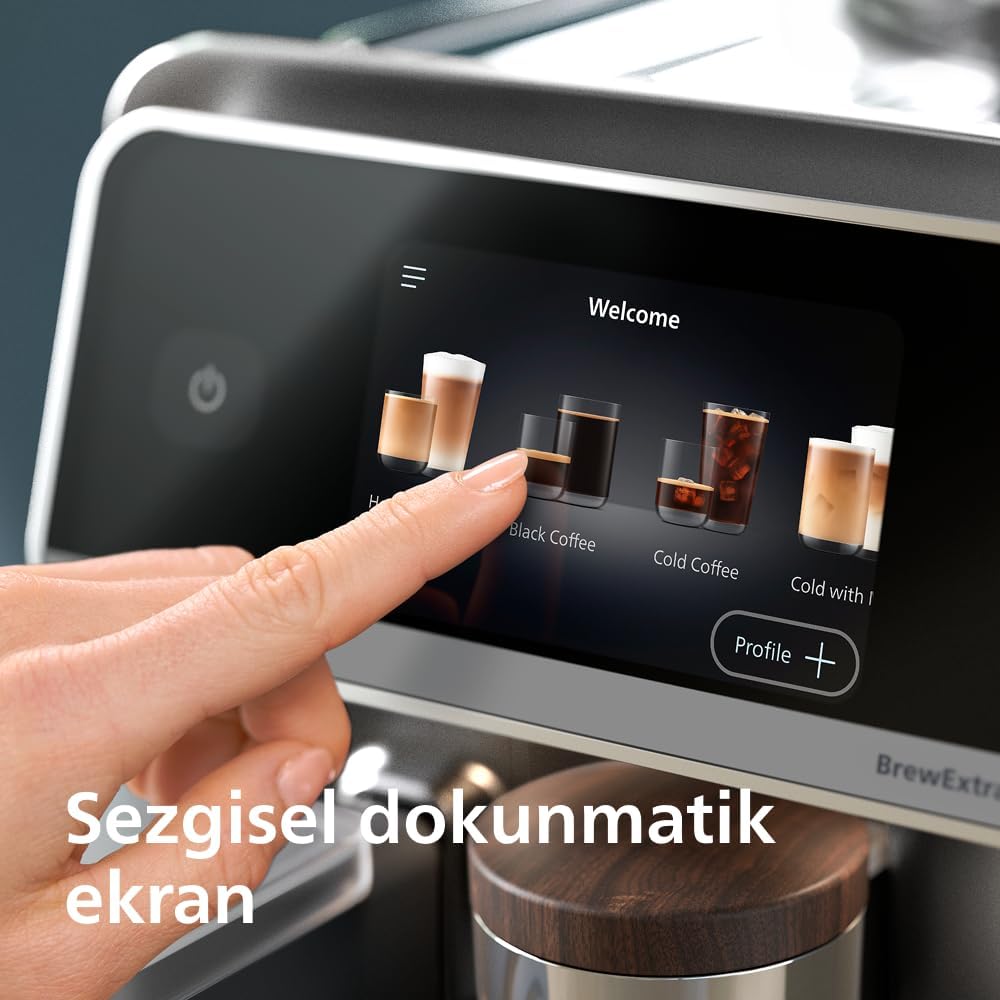 Philips 5500 Serisi LatteGo Tam Otomatik Espresso Makinesi, 20 Sıcak ve Soğuk İçecek, Renkli Dokunmatik Ekran, SilentBrew Teknolojisi (EP5543/90)