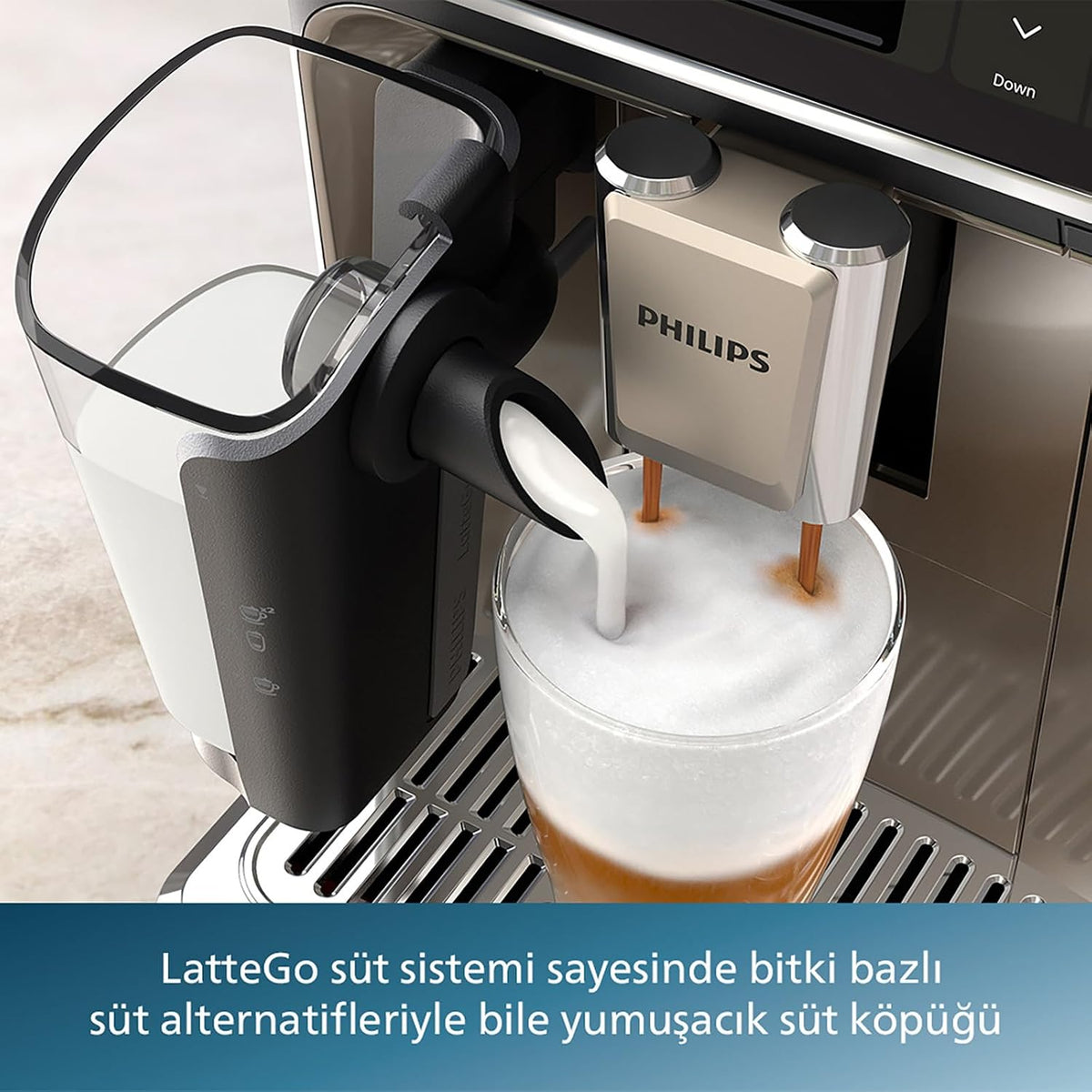 Philips 5500 Serisi LatteGo Tam Otomatik Espresso Makinesi, 20 Sıcak ve Soğuk İçecek, Renkli Dokunmatik Ekran, SilentBrew Teknolojisi (EP5543/90)