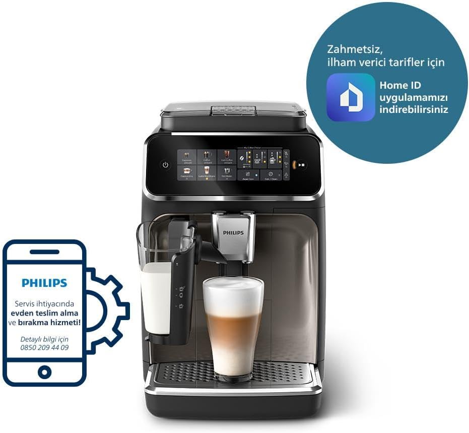 Philips 5500 Serisi LatteGo Tam Otomatik Espresso Makinesi, 20 Sıcak ve Soğuk İçecek, Renkli Dokunmatik Ekran, SilentBrew Teknolojisi (EP5543/90)