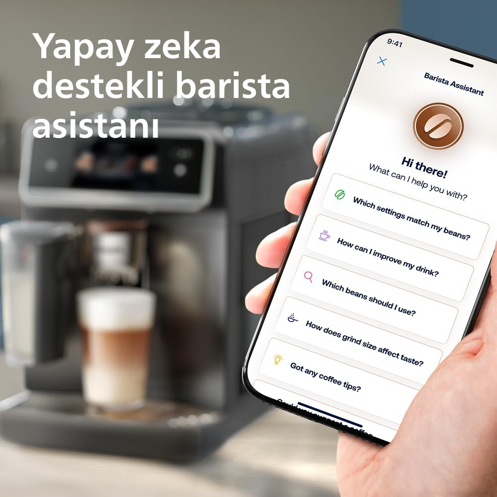 Philips 5500 Serisi LatteGo Tam Otomatik Espresso Makinesi, 20 Sıcak ve Soğuk İçecek, Renkli Dokunmatik Ekran, SilentBrew Teknolojisi (EP5543/90)