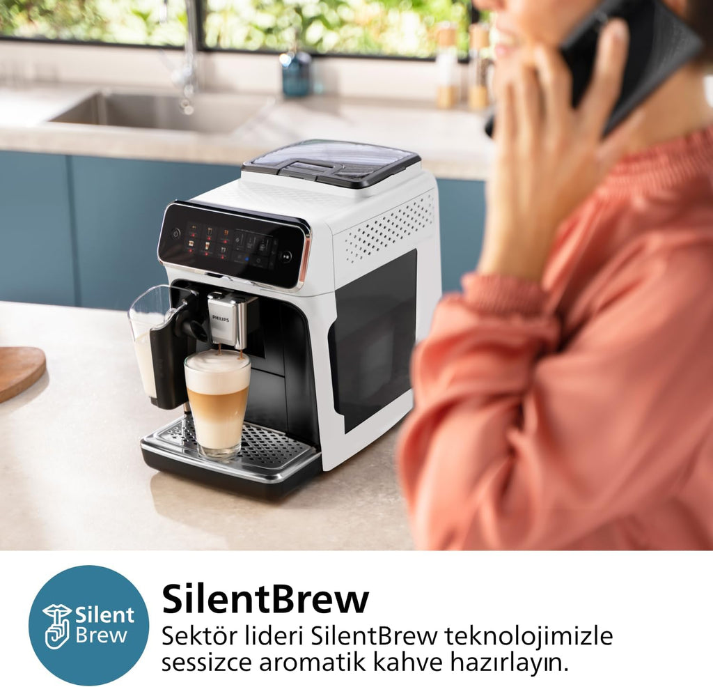 Philips 5500 Serisi LatteGo Tam Otomatik Espresso Makinesi, 20 Sıcak ve Soğuk İçecek, Renkli Dokunmatik Ekran, SilentBrew Teknolojisi (EP5543/90)