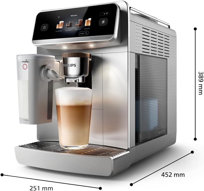 Philips 5500 Serisi LatteGo Tam Otomatik Espresso Makinesi, 20 Sıcak ve Soğuk İçecek, Renkli Dokunmatik Ekran, SilentBrew Teknolojisi (EP5543/90)