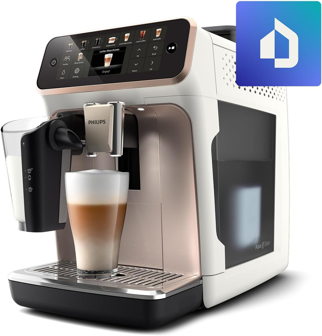 Philips 5500 Serisi LatteGo Tam Otomatik Espresso Makinesi, 20 Sıcak ve Soğuk İçecek, Renkli Dokunmatik Ekran, SilentBrew Teknolojisi (EP5543/90)