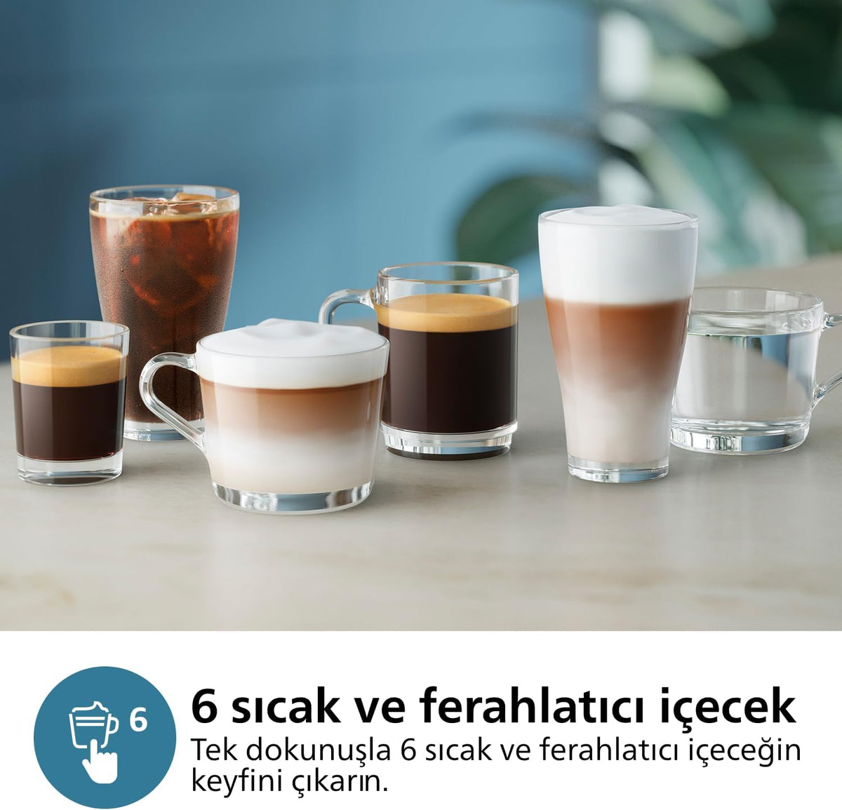 Philips 5500 Serisi LatteGo Tam Otomatik Espresso Makinesi, 20 Sıcak ve Soğuk İçecek, Renkli Dokunmatik Ekran, SilentBrew Teknolojisi (EP5543/90)