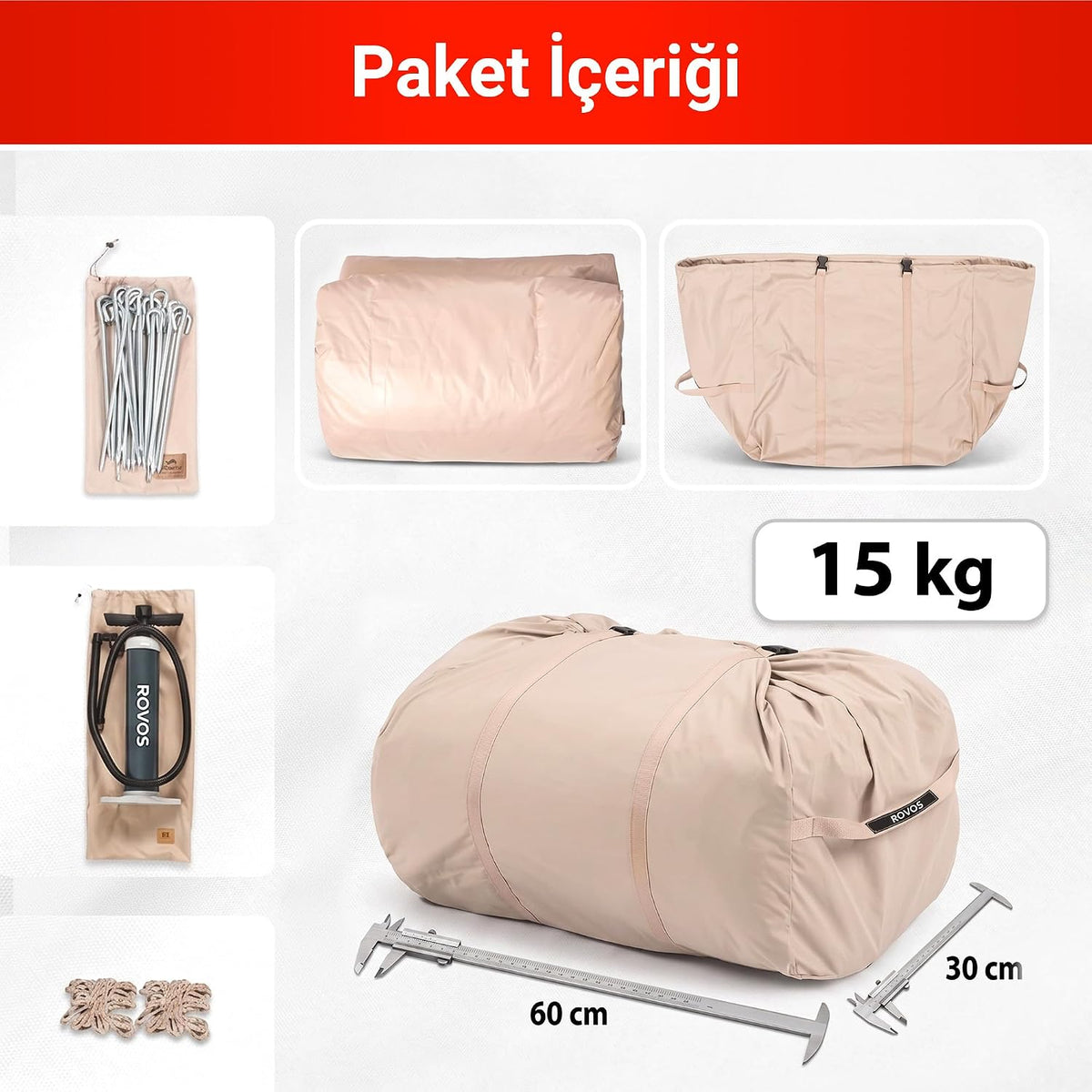 Pikas Rovos Şişme Kamp Çadırı 6 Kişilik | Büyük Boy Aile Çadırı | Hızlı Kurulum Hava Direkli | Kamp, Glamping, Festival ve Outdoor Kullanımı - Camping