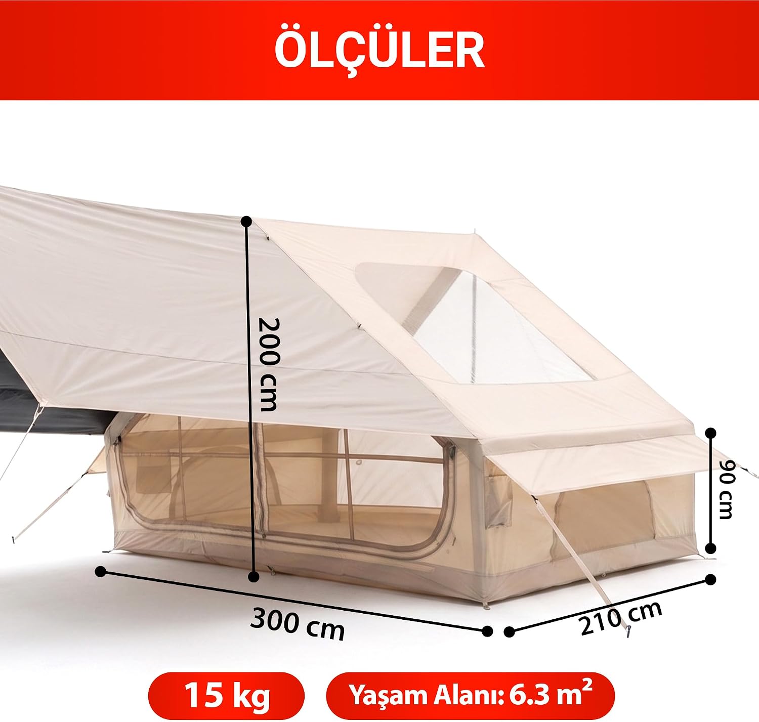 Pikas Rovos Şişme Kamp Çadırı 6 Kişilik | Büyük Boy Aile Çadırı | Hızlı Kurulum Hava Direkli | Kamp, Glamping, Festival ve Outdoor Kullanımı - Camping