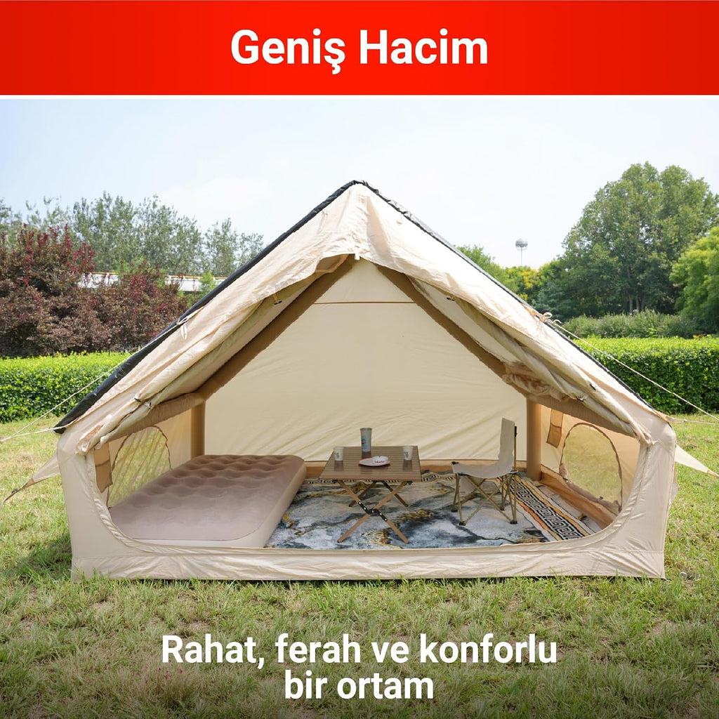 Pikas Rovos Şişme Kamp Çadırı 6 Kişilik | Büyük Boy Aile Çadırı | Hızlı Kurulum Hava Direkli | Kamp, Glamping, Festival ve Outdoor Kullanımı - Camping