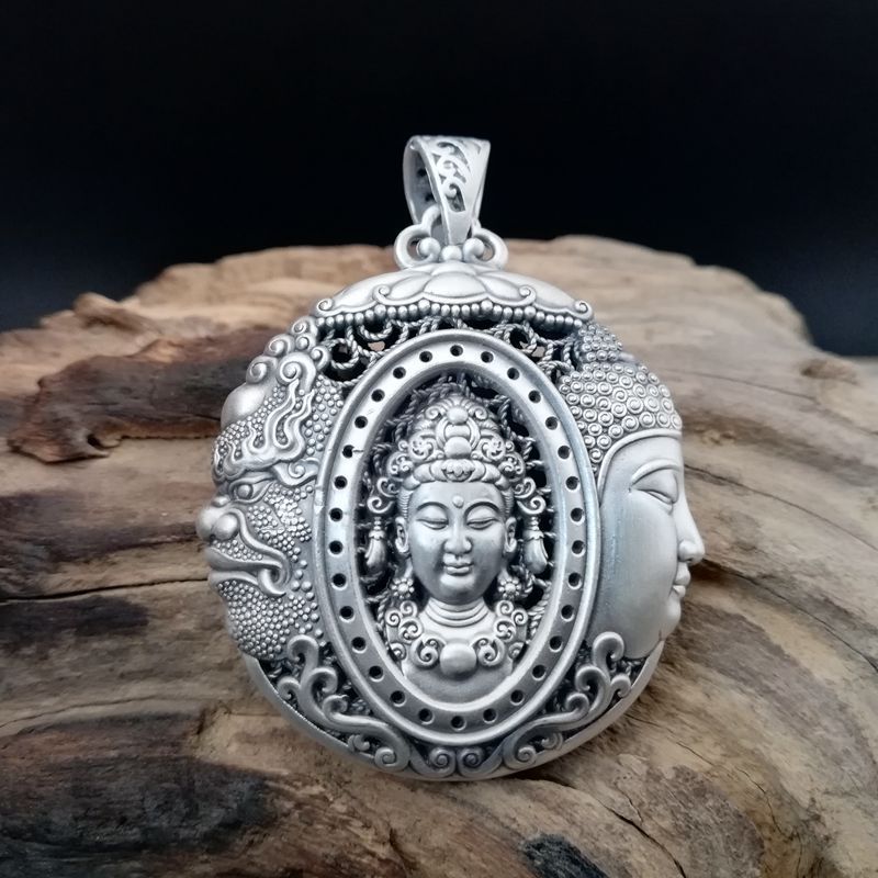 Pure Silver S999 Men's Buddha Magic Pendant