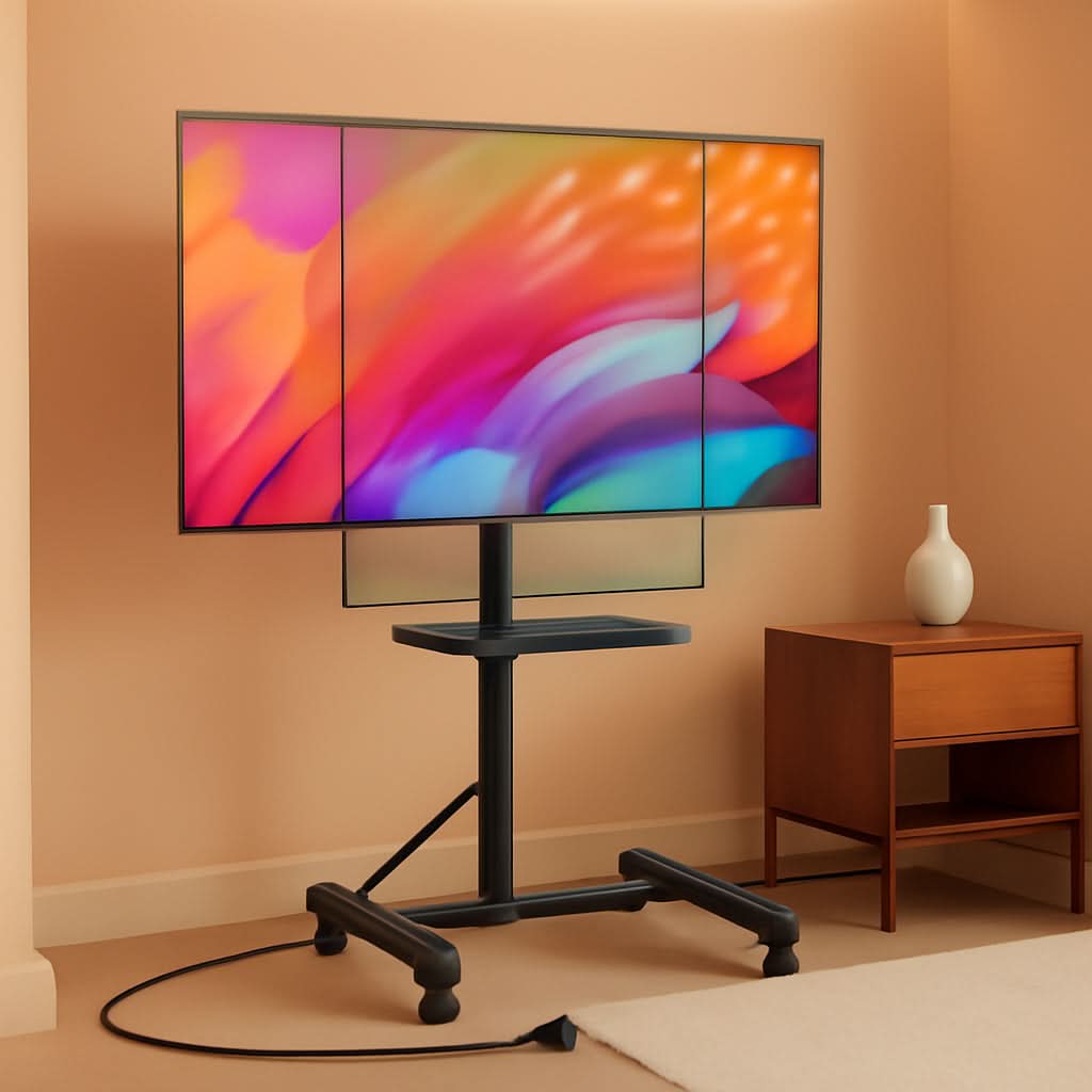 Rolling Television Stand With Height Adjustable Mount