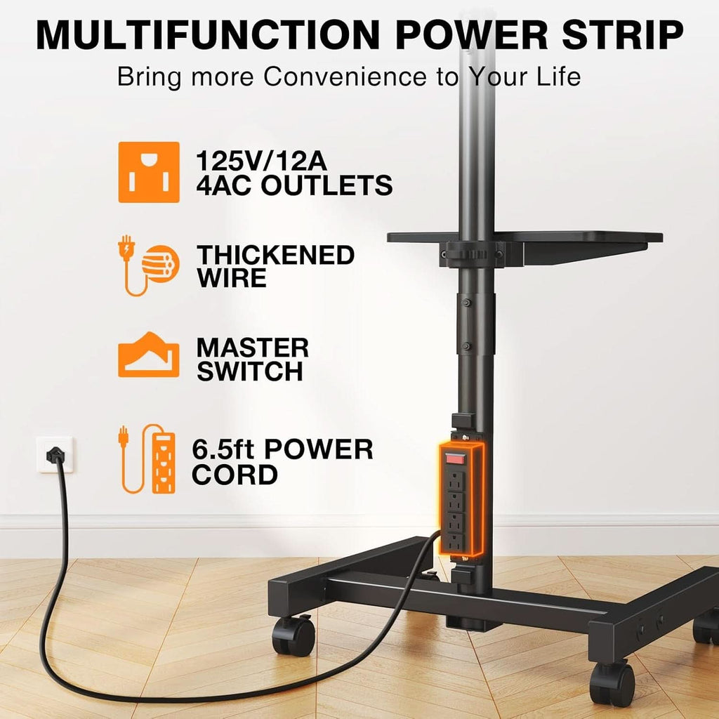 Rolling Television Stand With Height Adjustable Mount