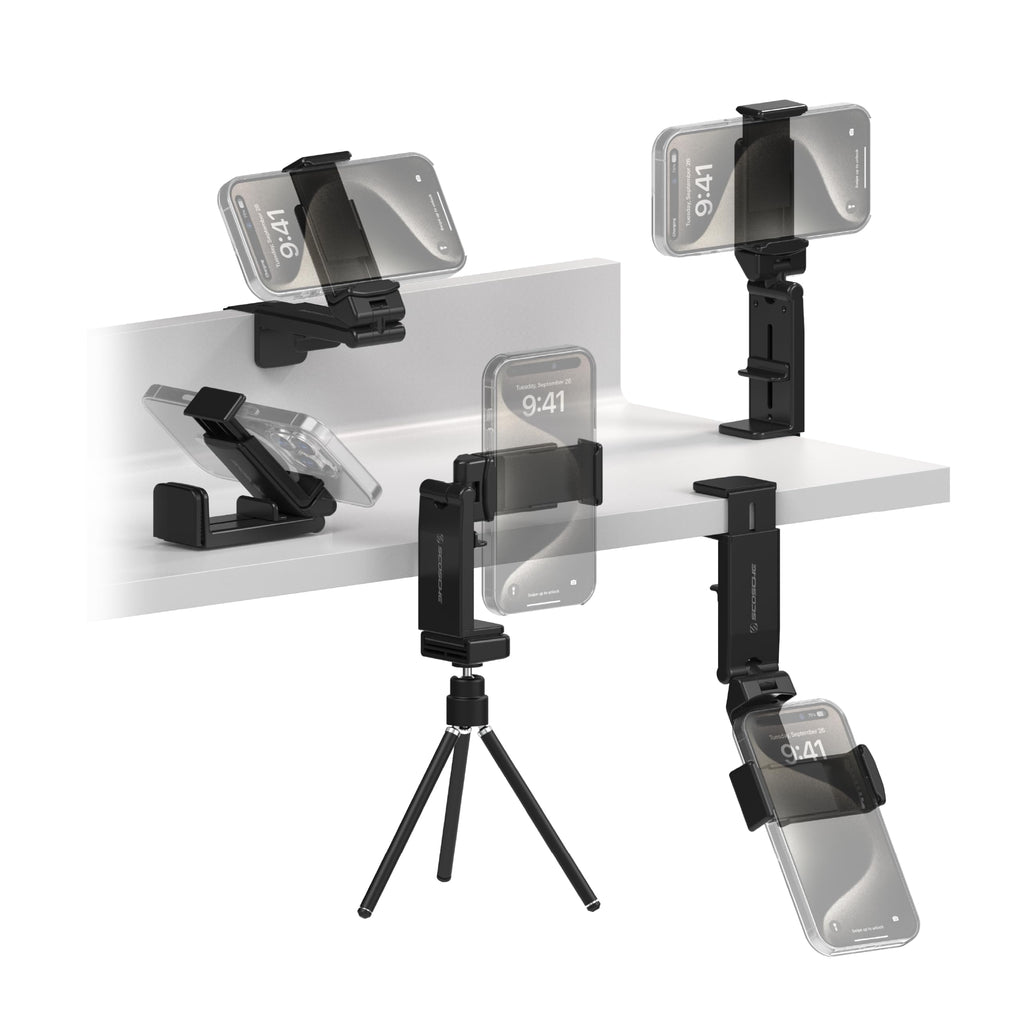 Scosche SUHTRVL-SP1 Universal in Flight Airplane Phone Holder Mount Plane Travel Essentials for Flying with Kids Cell Phone Stand for Desk Tray Table Compatible with Apple iPhone Galaxy and More