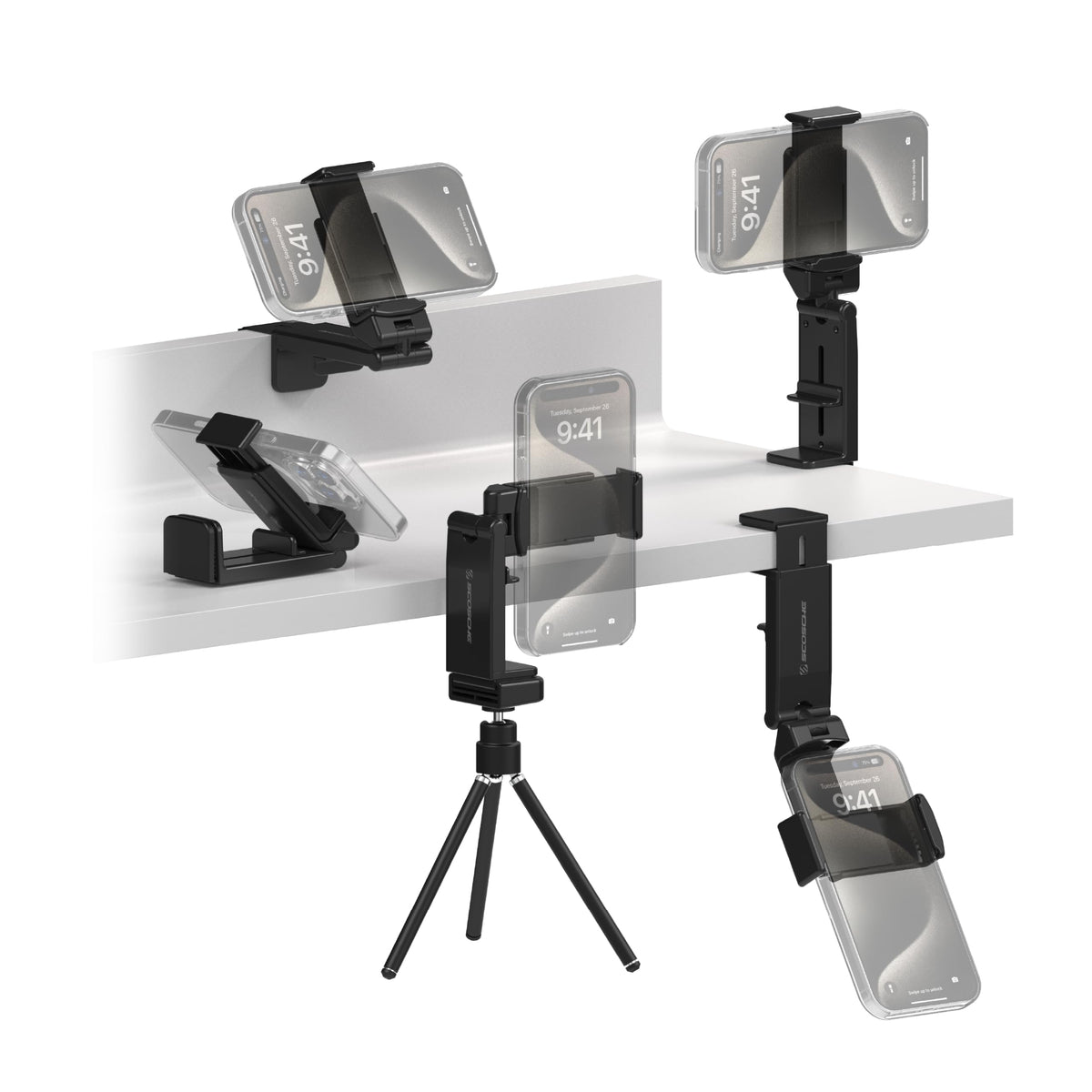 Scosche SUHTRVL-SP1 Universal in Flight Airplane Phone Holder Mount Plane Travel Essentials for Flying with Kids Cell Phone Stand for Desk Tray Table Compatible with Apple iPhone Galaxy and More