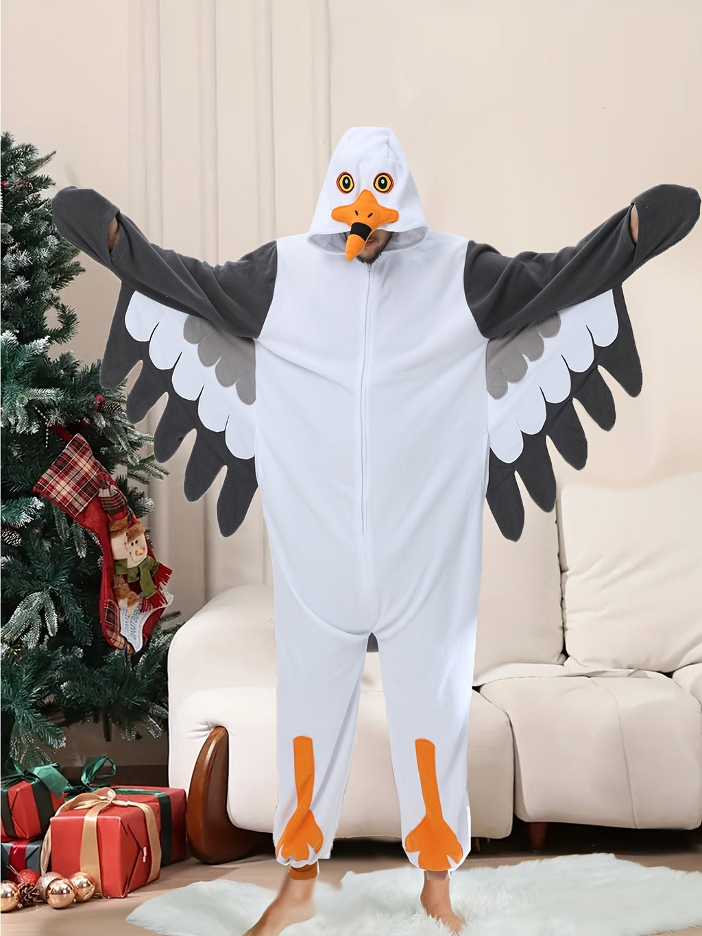 Seagull Cartoon Fleece Onesie Robe