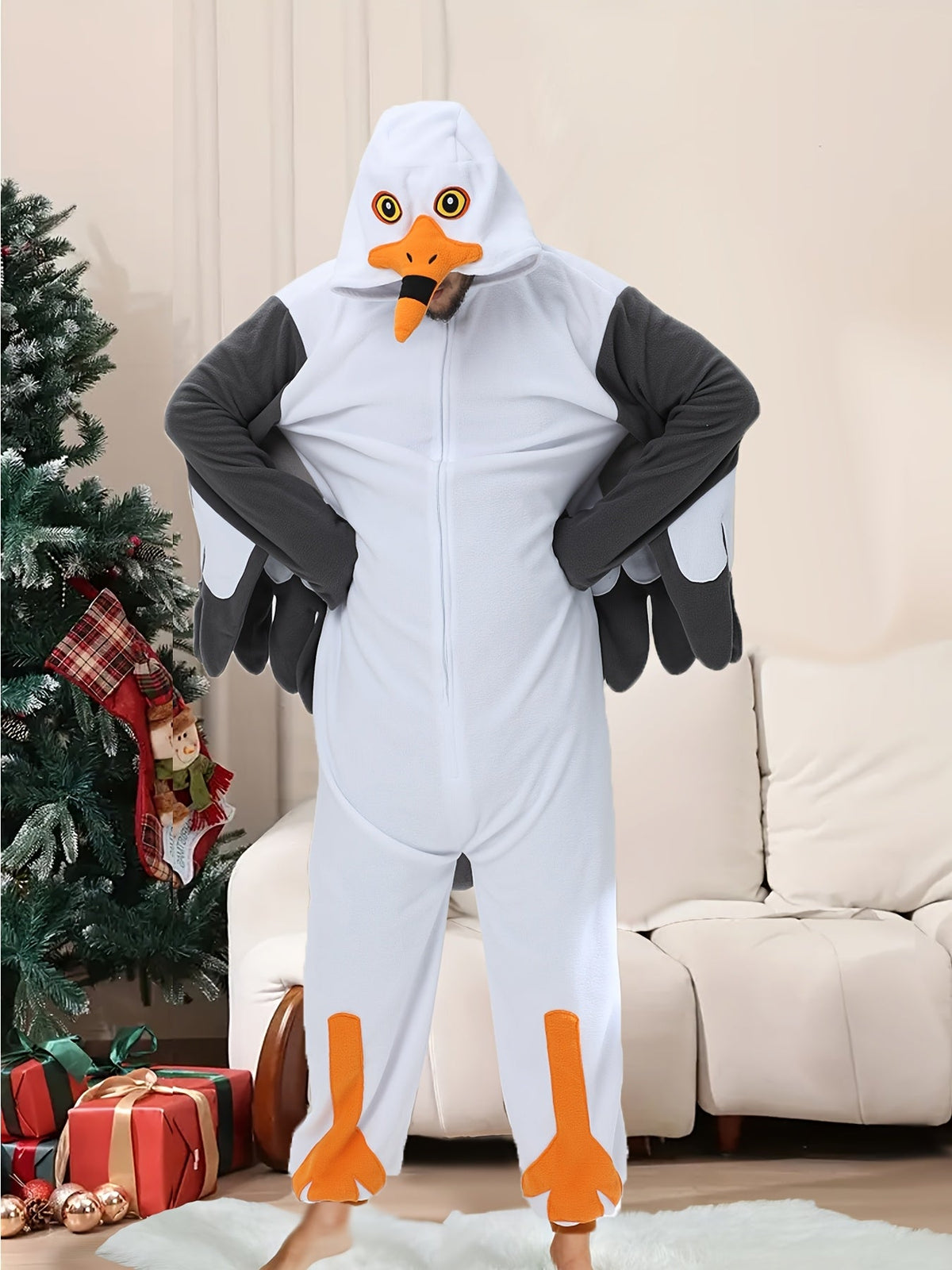 Seagull Cartoon Fleece Onesie Robe