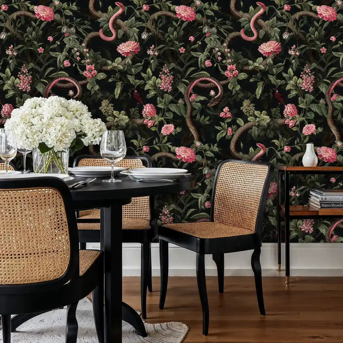 Serpents in Bloom Botanical Wallpaper