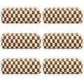 SOIDRAM 6 Pcs Checkered Makeup Bag Preppy Cosmetic Bag Bulk Makeup Pouch Personalize Travel Toiletry Bag Organizer Cute DIY Makeup Brushes Storage Bag for Women Brown