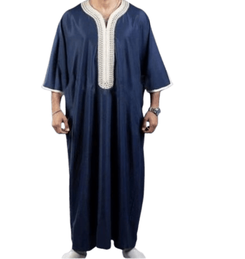 Stylish Men's Black Long Shirt Muslim Robe