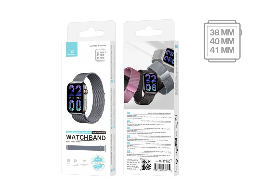 Techancy Faixa Metálica Magnética Cinzenta KC2123, Faixa De Substituição, Compatível Com Apple Watch Series: 38mm/40mm/41mm,
