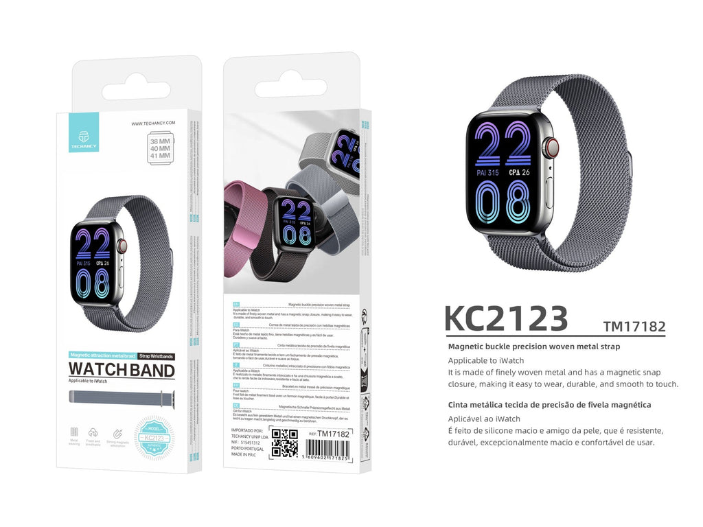 Techancy Faixa Metálica Magnética Cinzenta KC2123, Faixa De Substituição, Compatível Com Apple Watch Series: 38mm/40mm/41mm,