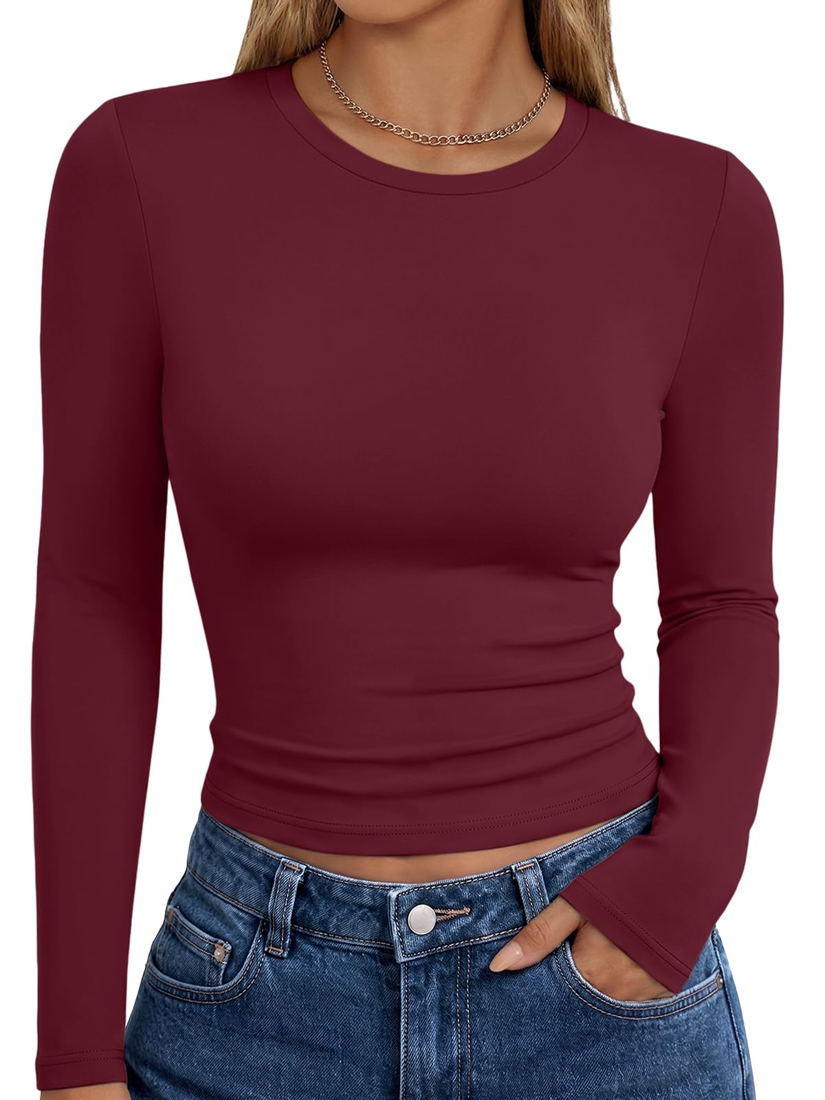 Trendy Queen Womens Long Sleeve T Shirts Fall Fashion Basic Y2K Tops 2026