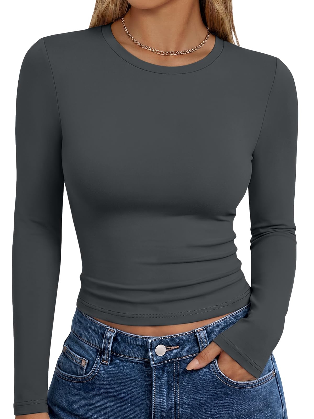 Trendy Queen Womens Long Sleeve T Shirts Fall Fashion Basic Y2K Tops 2026