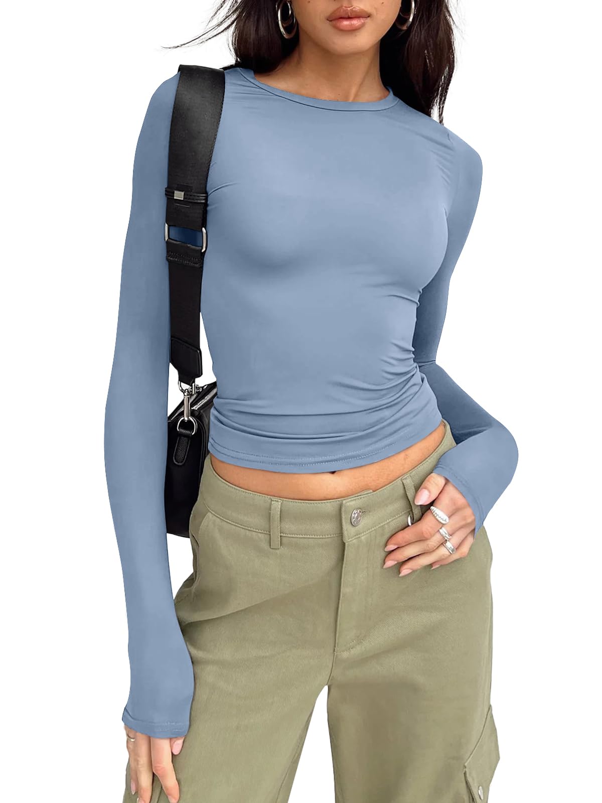 Trendy Queen Womens Long Sleeve T Shirts Fall Fashion Basic Y2K Tops 2026