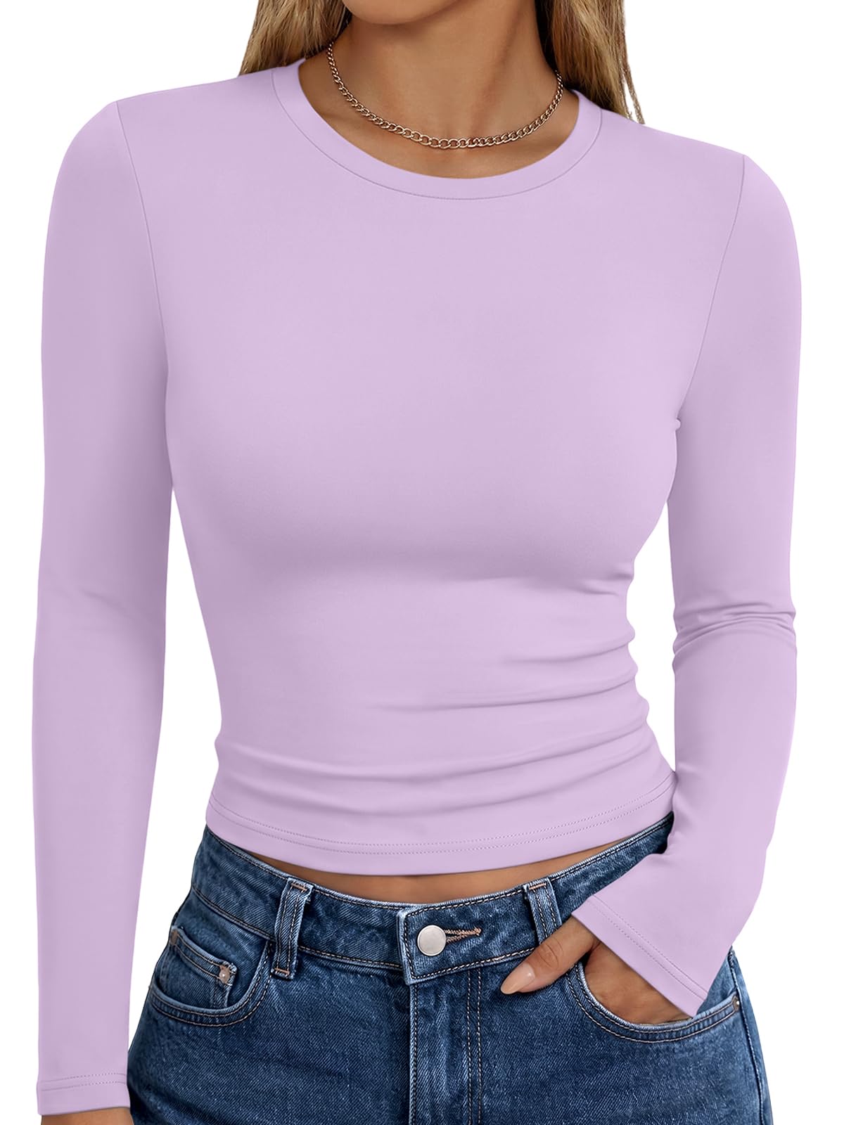 Trendy Queen Womens Long Sleeve T Shirts Fall Fashion Basic Y2K Tops 2026