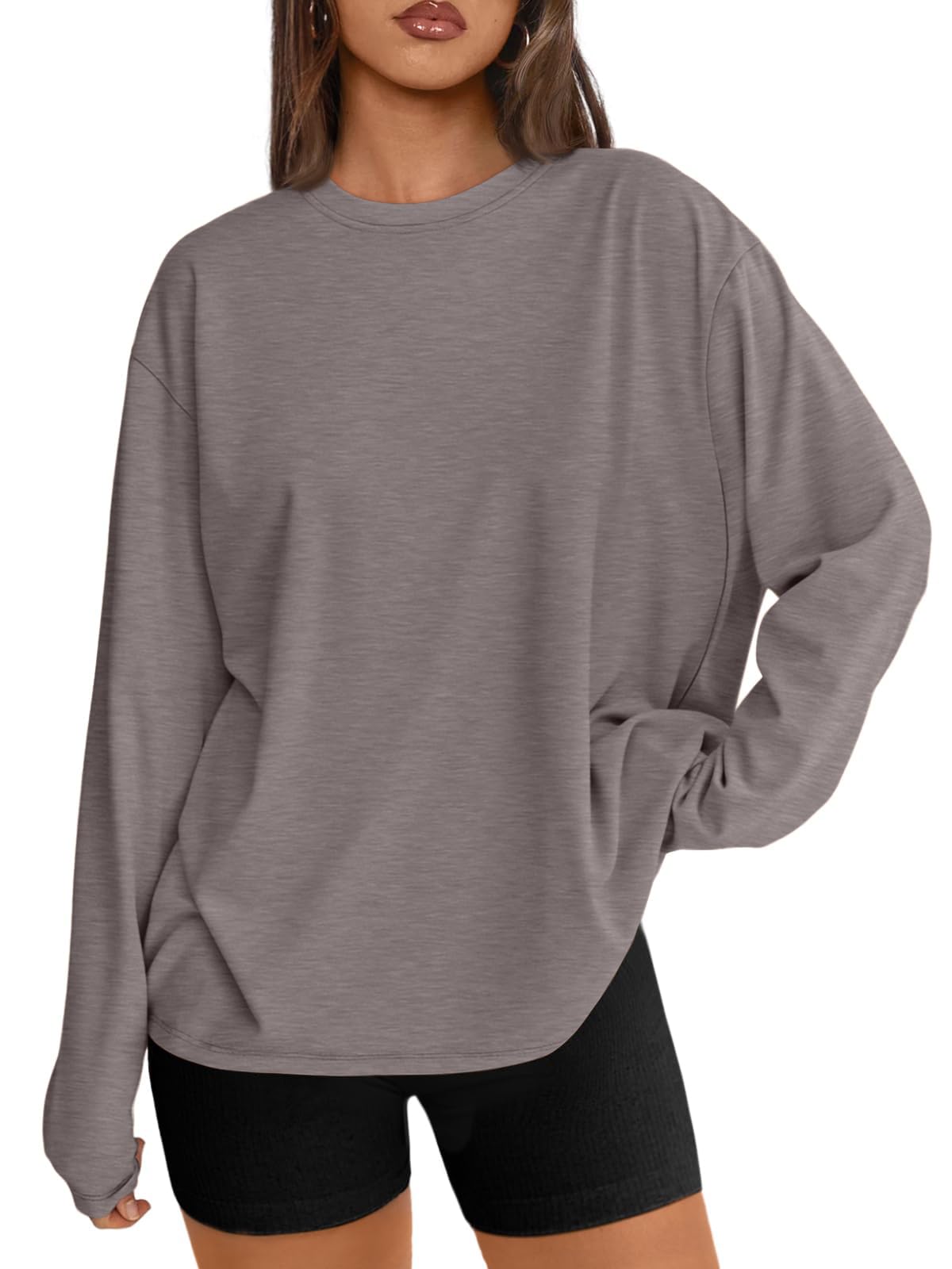 Trendy Queen Womens Oversized Long Sleeve Shirts Fall Tops 2026 Basic Tees