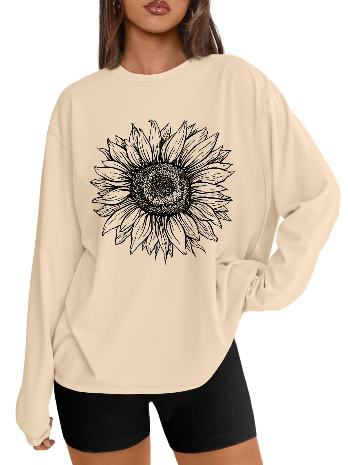 Trendy Queen Womens Oversized Long Sleeve Shirts Fall Tops 2026 Basic Tees