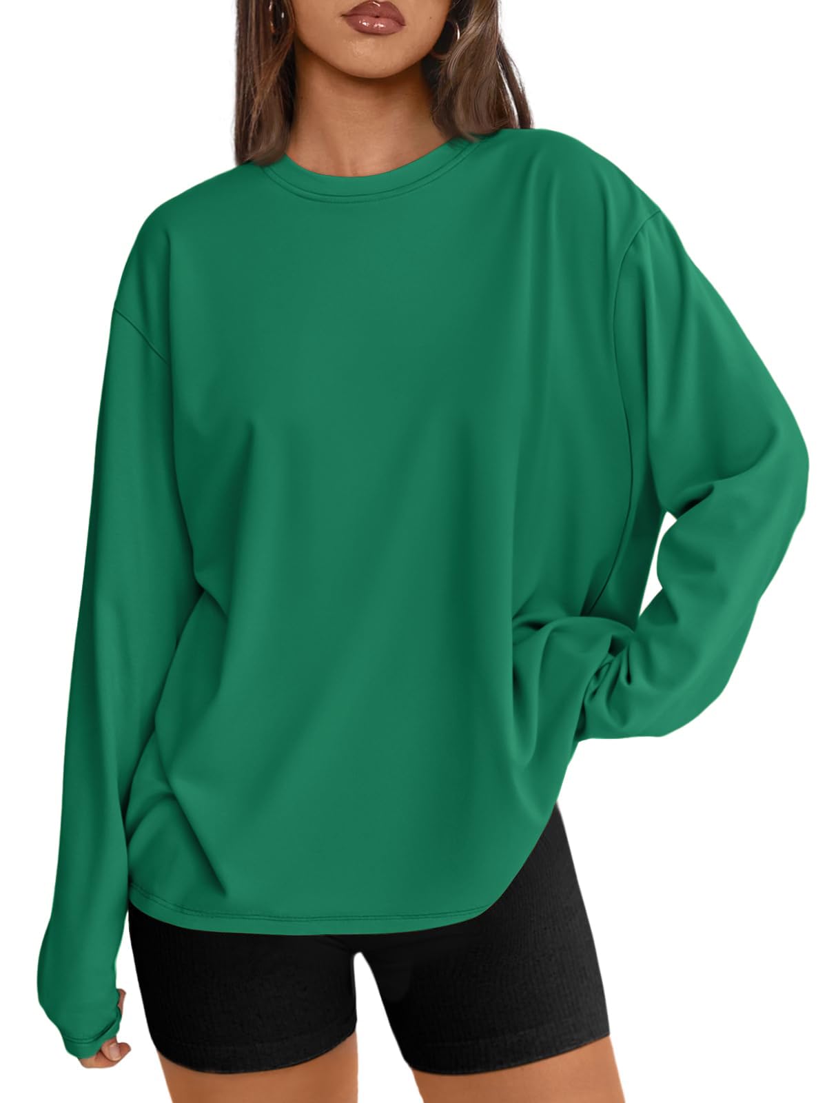 Trendy Queen Womens Oversized Long Sleeve Shirts Fall Tops 2026 Basic Tees