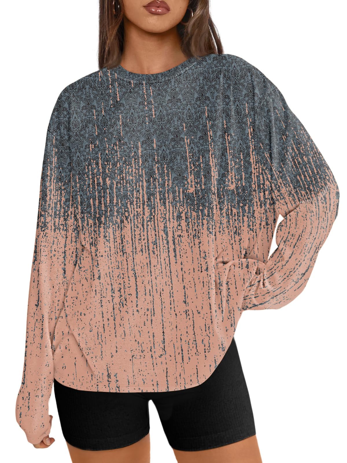 Trendy Queen Womens Oversized Long Sleeve Shirts Fall Tops 2026 Basic Tees