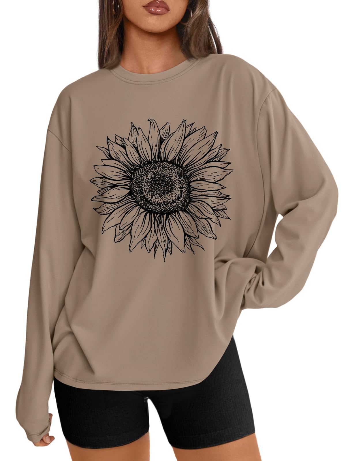 Trendy Queen Womens Oversized Long Sleeve Shirts Fall Tops 2026 Basic Tees