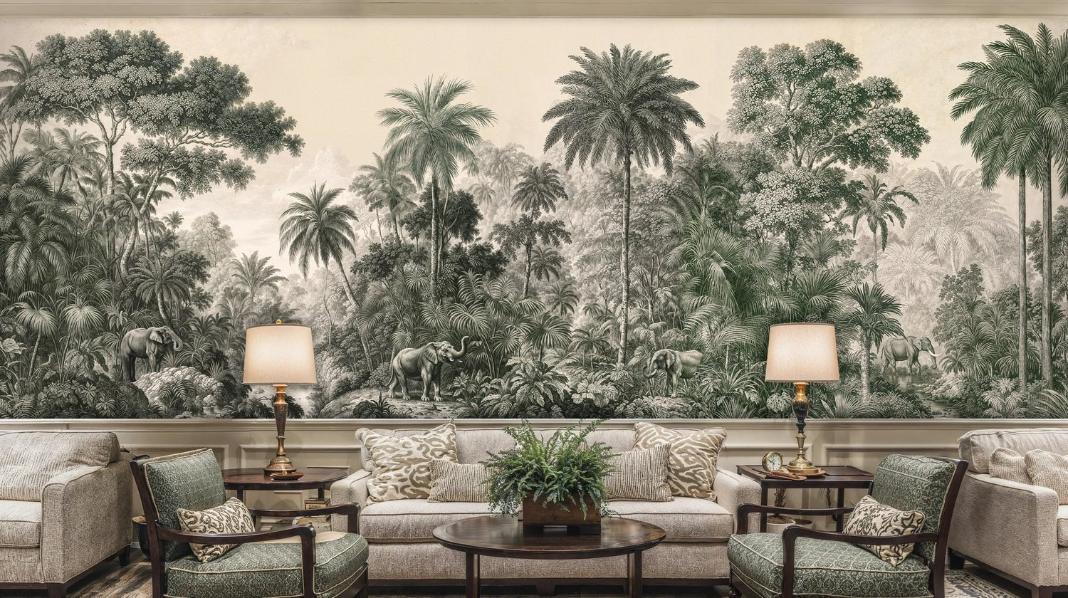 Tropical Elephant Jungle Wall Mural