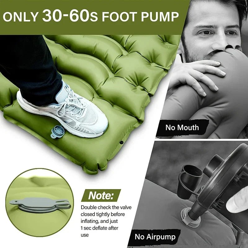 Ultra-Thick Inflatable Sleeping Pad with Headrest